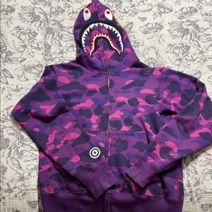 Bape Purple Camouflage Shark Hoodie